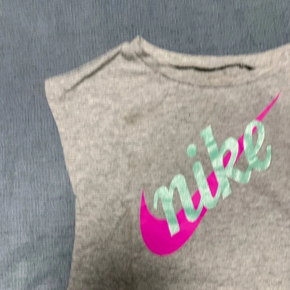Nike Dri Fit T Shirt Baby's 24M Heather Gray Swoosh Logo Sleeveless Round Neck
